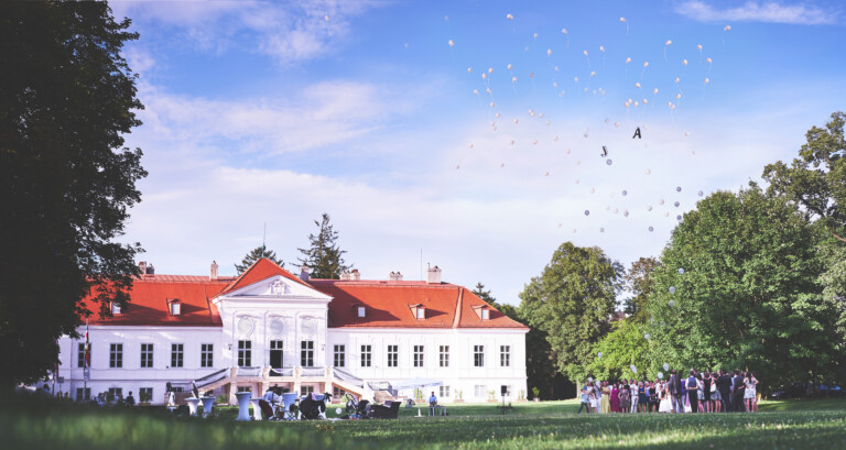Hochzeit im Grünen vor dem Schloss Miller-Aichholz Europahaus Wien